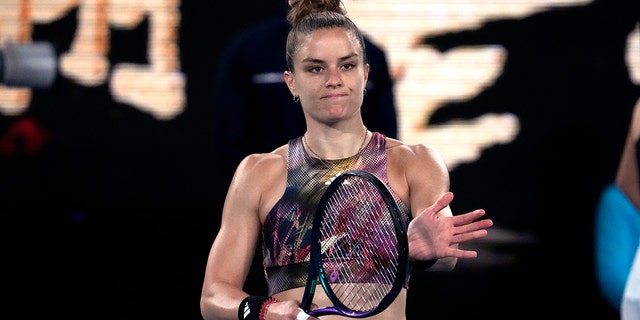 Maria Sakkari praised Diana Shnaider after their Australian Open match in Melbourne, Wednesday, Jan. 18, 2023.