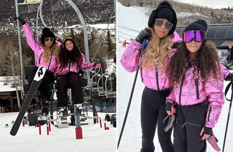 Mariah Carey and mini-me daughter Monroe match on ski trip