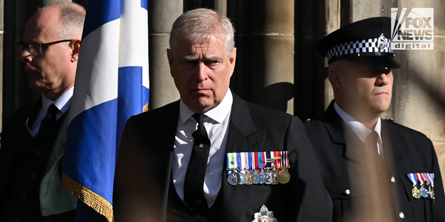 Prince Andrew at the thanksgiving service at St. Giles' Church in Edinburgh