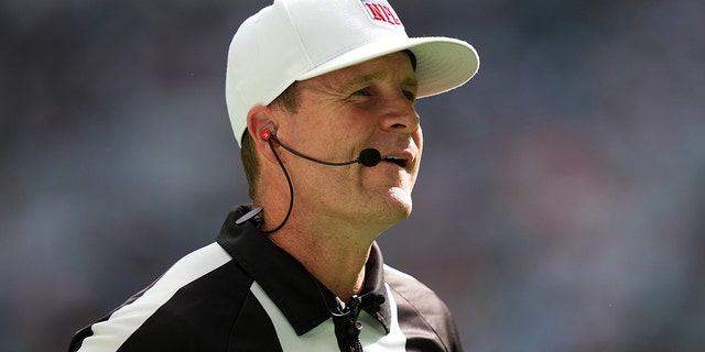 Referee Shawn Hochuli during the Miami Dolphins vs. Cleveland Browns game at Hard Rock Stadium on Nov. 13, 2022, in Miami Gardens, Florida.