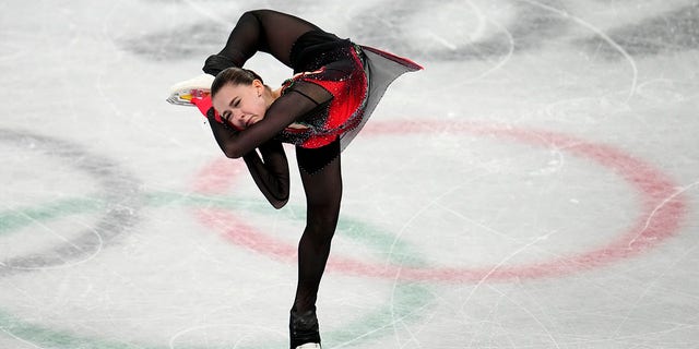 Kamila Valieva of the Russian Olympic Committee competes in the women's free skate program at the 2022 Winter Olympics Feb. 17, 2022, in Beijing.