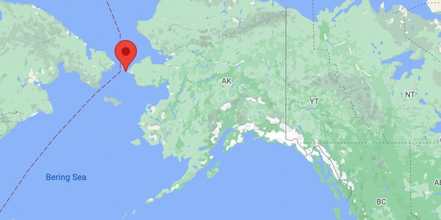 A map showing Wales, Alaska. A woman and boy were killed by a polar bear in the remote village.