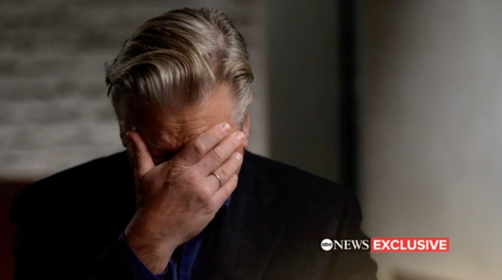 Alec Baldwin in tears during ABC News interview about deadly "Rust" shooting.