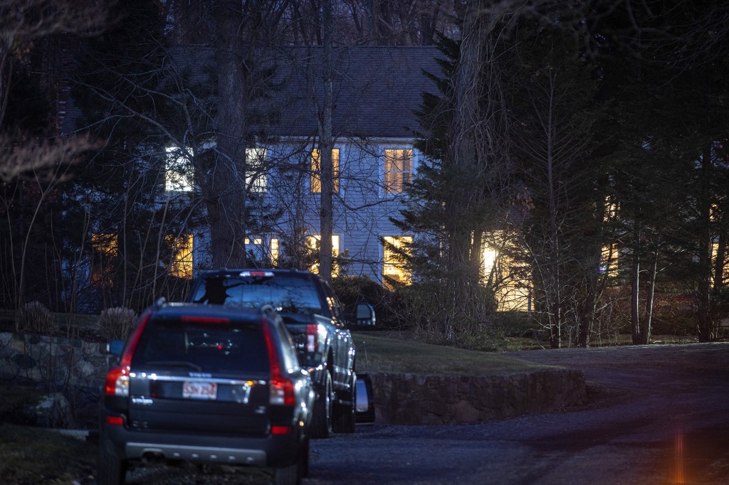 Authorities outside the home of Brian and Ana Walshe in Cohasset.