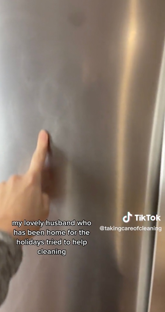 After the user's husband cleaned the fridge using steel wool, she was left with a scratched appliance. 
