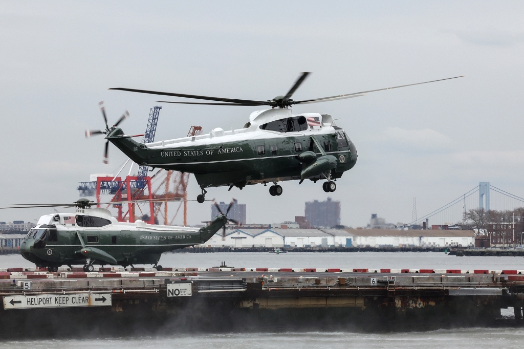 Biden's helicopter arrives in Lower Manhattan