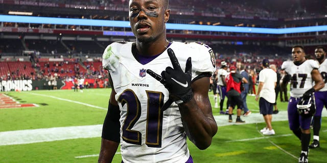 Brandon Stephens of the Baltimore Ravens is shown after a game against the Tampa Bay Buccaneers on Oct. 27, 2022, in Tampa, Florida.