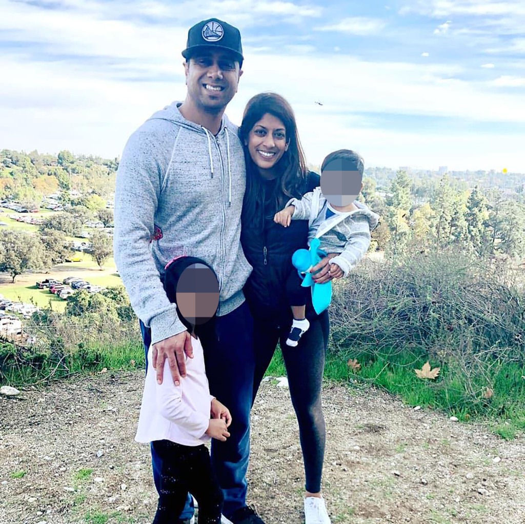 Dharmesh Patel, his wife Neha Patel, and their two kids.
