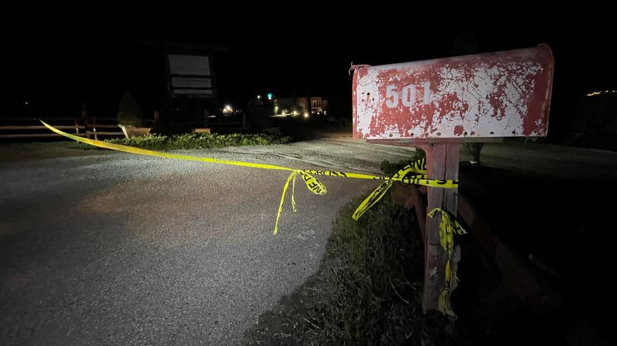 Police tape blocks off a crime scene near where several victims were found dead in a shooting in Half Moon Bay, California, on Jan. 23, 2023.