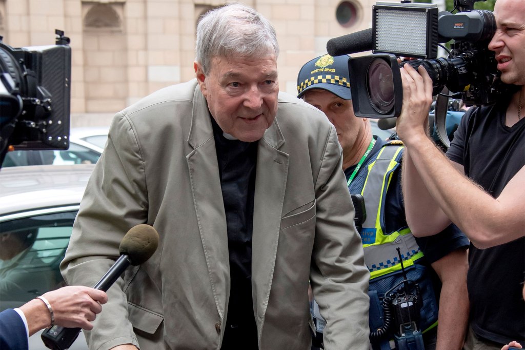 Cardinal George Pell leaves the County Court in Melbourne, Australia on Feb. 26, 2019.