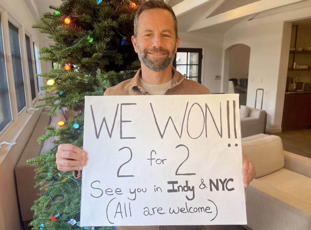 Kirk Cameron in a recent photo, when he was able to confirm his then-upcoming appearances at two public libraries that had previously indicated they weren't interested in hosting him at their facilities. 
