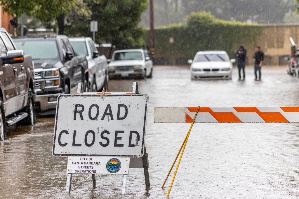 Winter Storm brings flooded roads and creeks in Santa Barbara, CA on January 9, 2023.