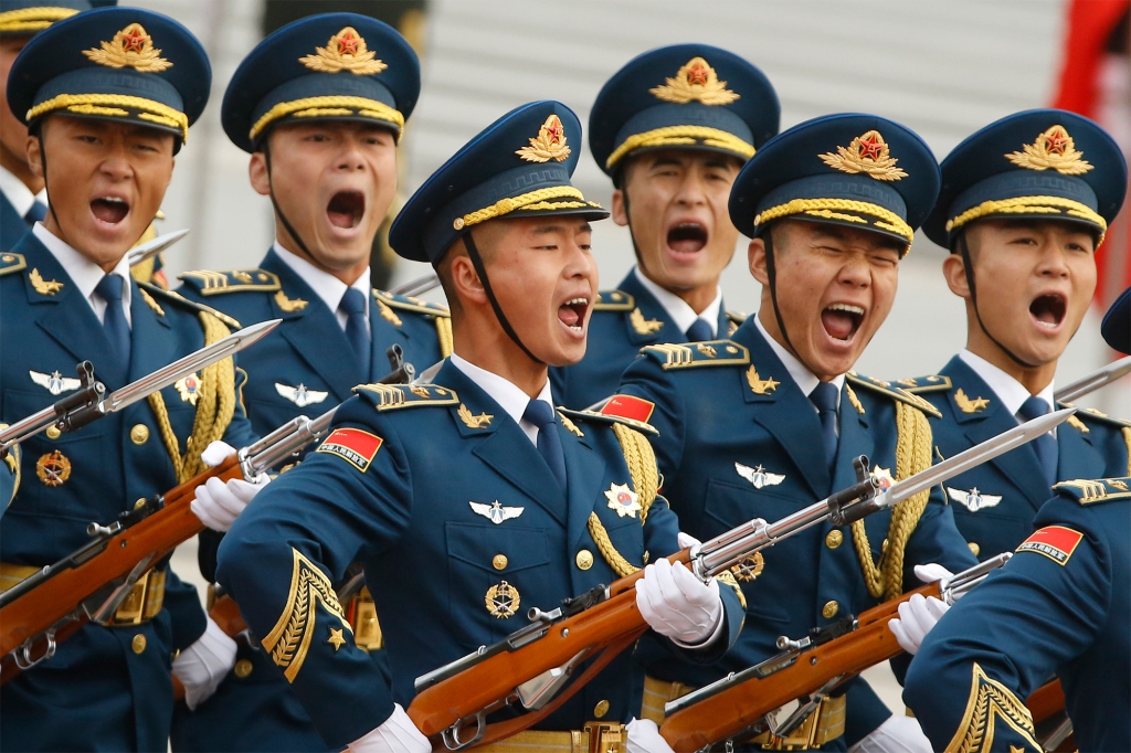 Chinese troops march in November, 2017.