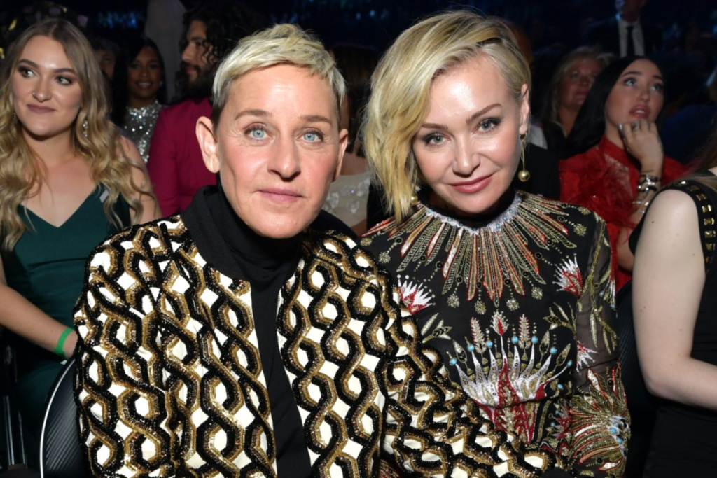 LOS ANGELES, CALIFORNIA - JANUARY 26: (L-R) Ellen DeGeneres and Portia de Rossi attend the 62nd Annual GRAMMY Awards at STAPLES Center on January 26, 2020 in Los Angeles, California. (Photo by Emma McIntyre/Getty Images for The Recording Academy)