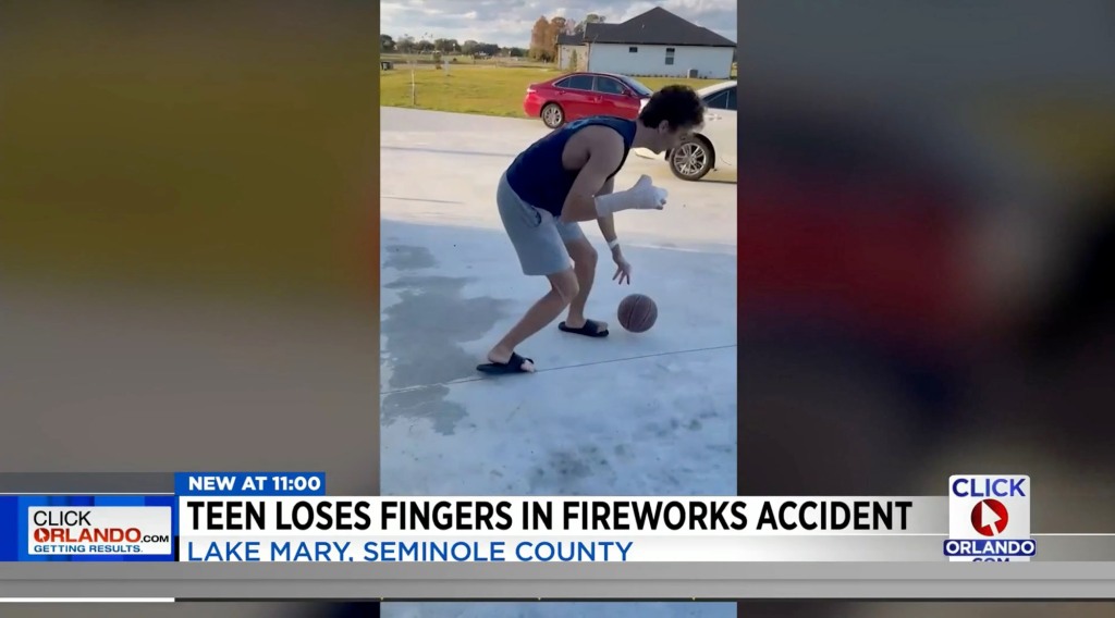 The high school senior is now having to learn how to perform basic tasks with his left hand, including playing basketball. 