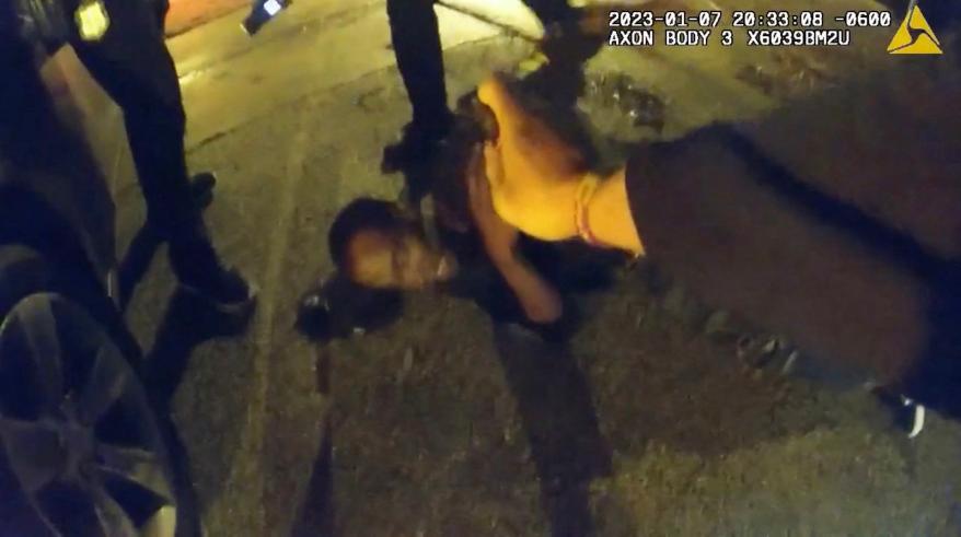 This still image from a Memphis Police Department body-cam video released on January 27, 2023, shows Police officers beating Tyre Nichols, in Memphis, Tennessee.