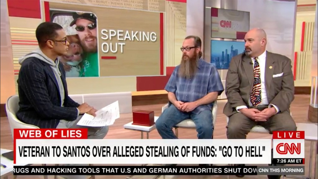 Navy veteran Richard Osthoff sits for an interview on CNN Thursday in which he accused the freshman lawmaker of swindling him out of $3,000 meant for his sick dog. 
