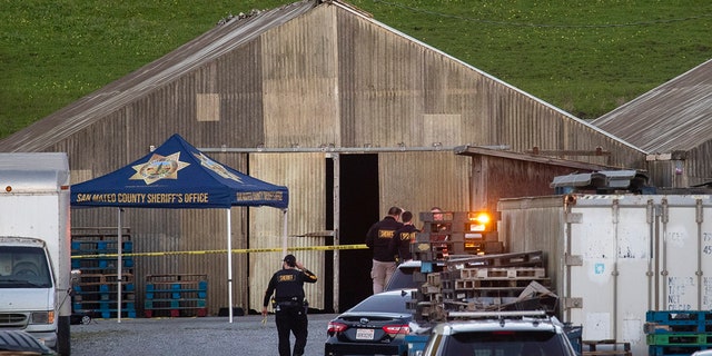 Police investigate the scene of a mass shooting off Cabrillo Highway in Half Moon Bay, Calif., on Monday.