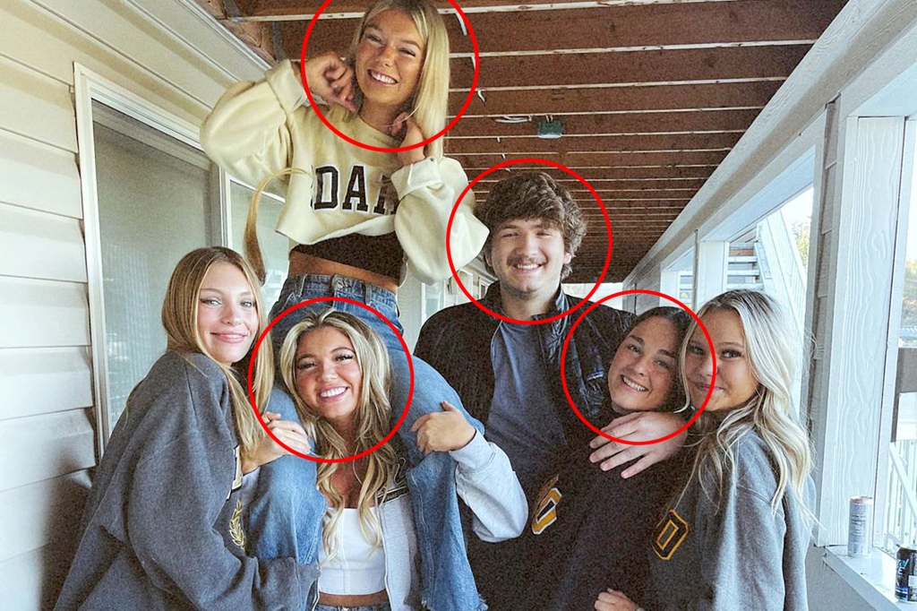 Final photo of the victims, pictured just hours before their untimely deaths. The four University of Idaho students who were found dead in off-campus housing were identified on Monday as Madison Mogen, 21, top left, Kaylee Goncalves, 21, bottom left, Ethan Chapin, 20, center, and Xana Kernodle, 20, right.
