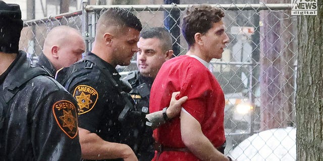 Bryan Kohberger arrives at the Monroe County Courthouse in advance of his extradition hearing. He's charged with four counts of first-degree murder for the slayings of four University of Idaho students.