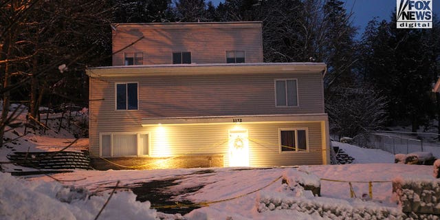 Lights on outside the King Road crime scene on Dec. 30, 2022.