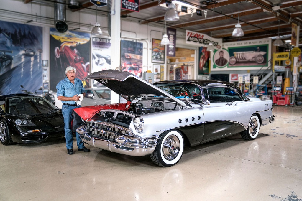 A still from "Jay Leno's Garage" episode 308 with Dax Shepard.