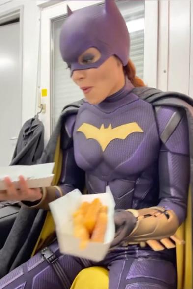 Leslie Grace, 27, included several behind-the-scenes shots of her in her "Batgirl" costume in an Instagram video.