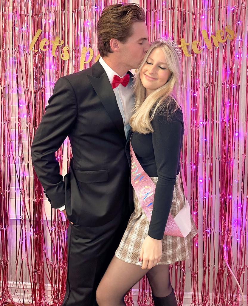 Hunter surprised Maya with an all-pink pajama party for her birthday, during which he wore several pink outfits while serving her and her friends drinks and food. 