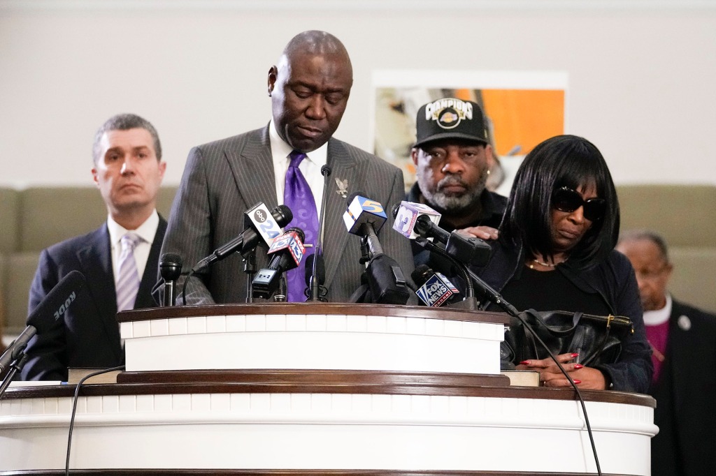 Civil rights attorney Ben Crump speaks at a news conference with the family of Tyre Nichols.