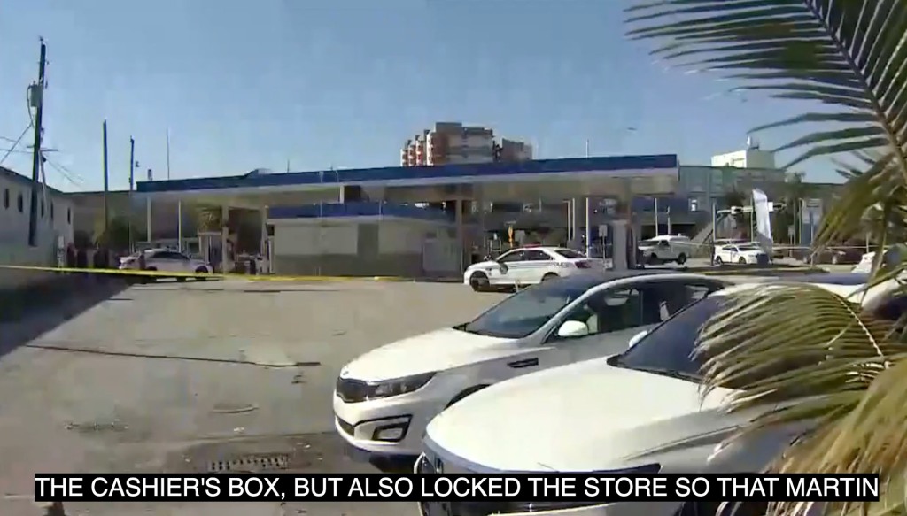 The attack took place at this gas station in the 570 block of NW 79th Street in Miami in the middle of the day.
