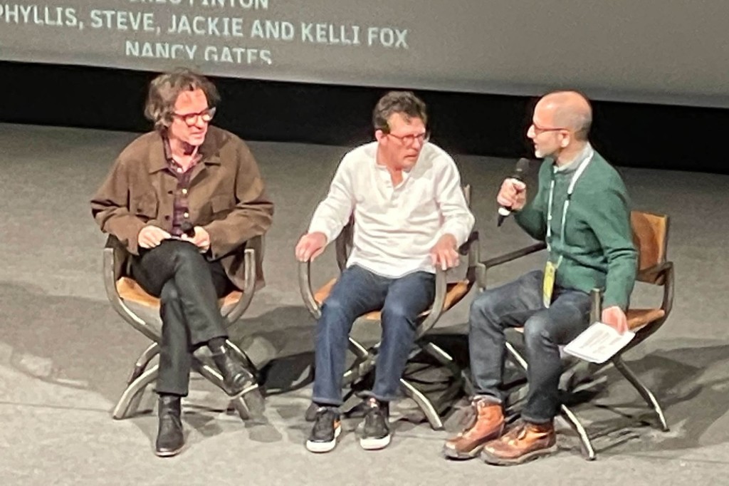 Fox participated in a Q&A onstage with director Davis Guggenheim, left.