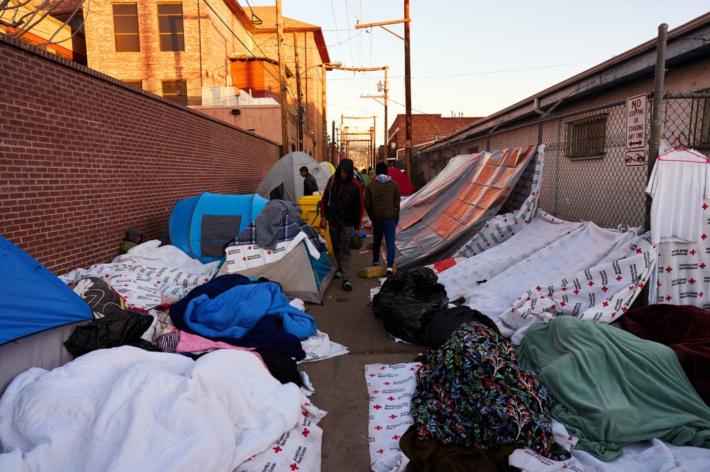 various tents in the alleyway 
