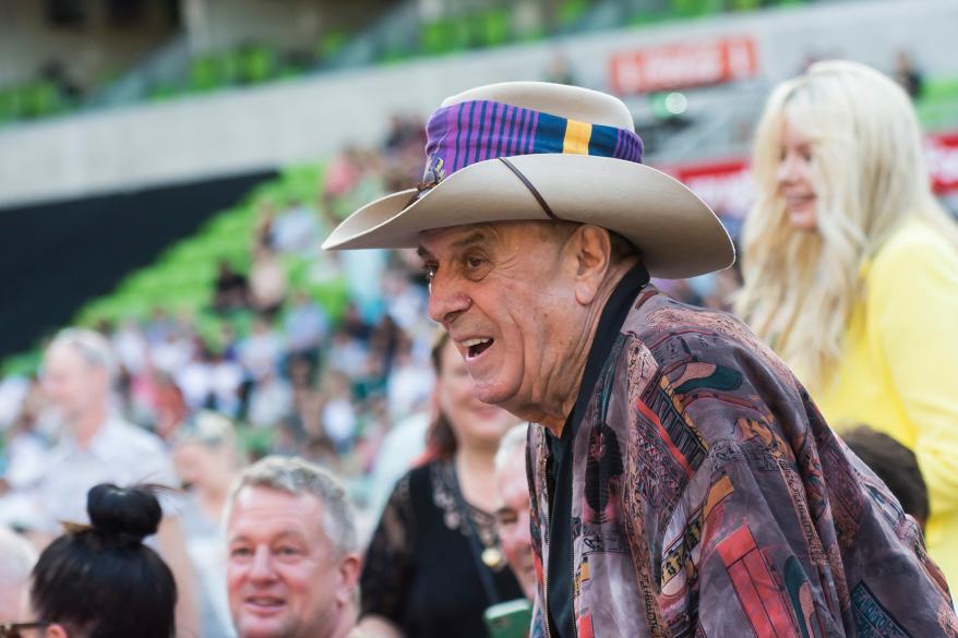 Molly Meldrum attends Elton John concert at AAMI Park on January 13, 2023 in Melbourne, Australia.