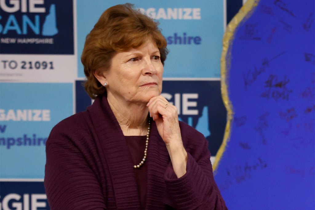 Sen. Jeanne Shaheen, D-N.H., looks on during an organizing event on Oct. 29, 2022, in Portsmouth, New Hampshire.