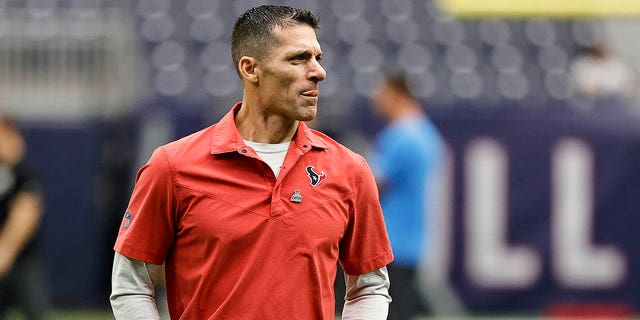 General manager Nick Caserio of the Houston Texans walks across the field before a game against the Los Angeles Chargers at NRG Stadium Oct. 2, 2022, in Houston. 