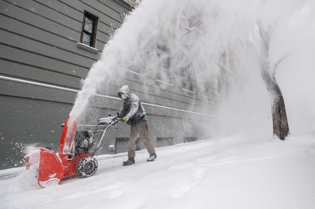 Plowing snow.