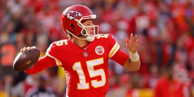 Patrick Mahomes #15 of the Kansas City Chiefs throws the ball during the second half in the game against the Denver Broncos at Arrowhead Stadium on January 01, 2023 in Kansas City, Missouri.