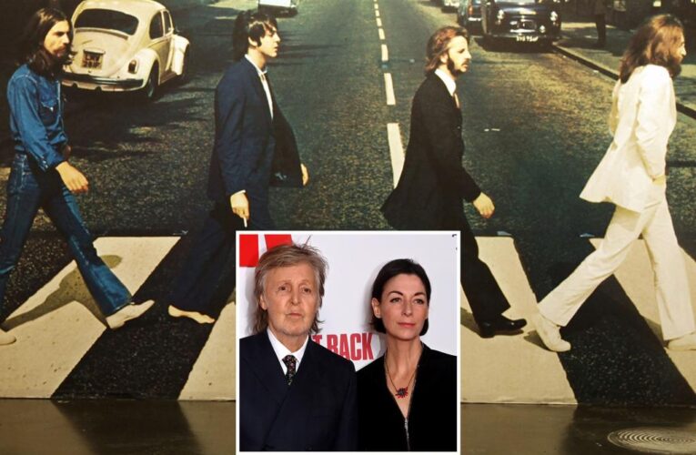 Paul McCartney almost hit by a car re-creating Beatles photo