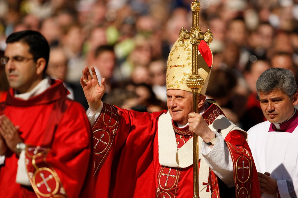 Pope Benedict XVI arriving for a mass at Nationals Park on April 17, 2008.
