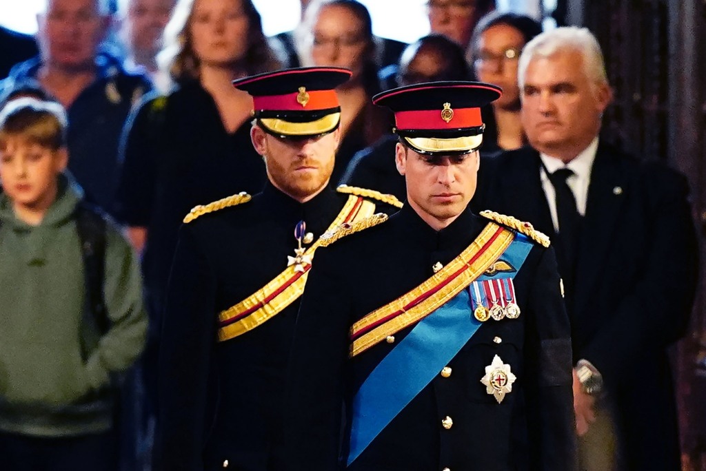 Harry and William at a vigil for Queen Elizabeth.