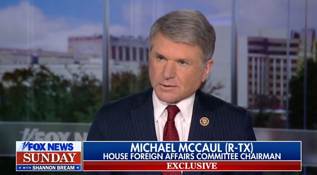 House Rep. Michael McCaul appeared on "Fox News Sunday" where he discussed possible fighting with China.