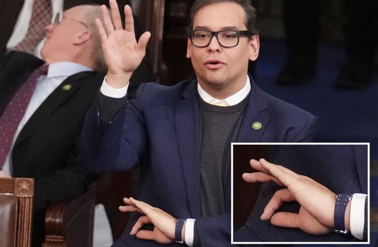 George Santos appears to flash white power symbol in Capitol