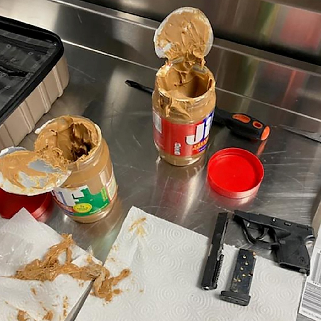 TSA agents discovered a disassembled gun concealed in two jars of peanut butter at JFK International Airport on December 22.
