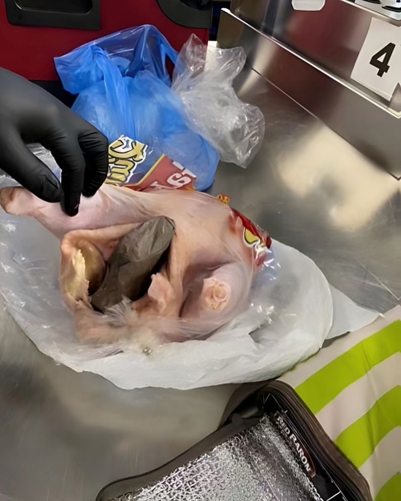TSA agents discovered a handgun stuffed inside a raw whole chicken at Fort Lauderdale-Hollywood International Airport in Florida on November 7, 2022.