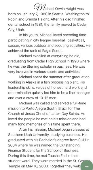 Obit for Michael Haight