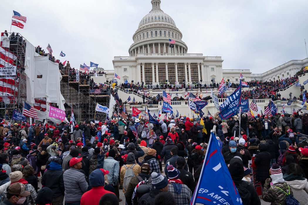 Trump supporters outside the Capitol.