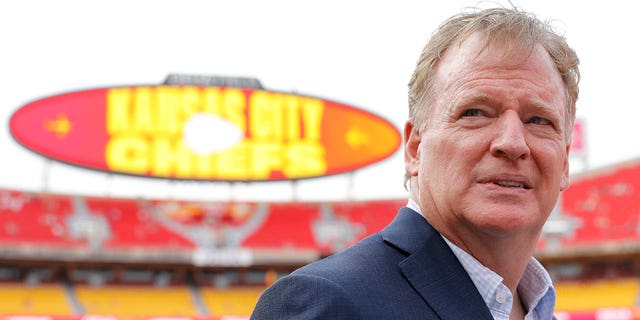 NFL Commissioner Roger Goodell on the field prior to the game between the Los Angeles Chargers and Kansas City Chiefs at Arrowhead Stadium on September 15, 2022 in Kansas City, Missouri. 