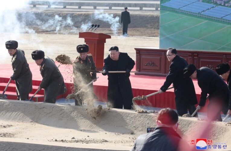 North Korean dictator Kim Jong Un attends farm ground-breaking