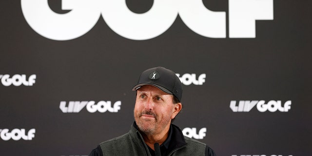 Phil Mickelson attends a press conference at the Centurion Club, Hertfordshire, England, ahead of the LIV Golf Invitational Series, Wednesday June 8, 2022.