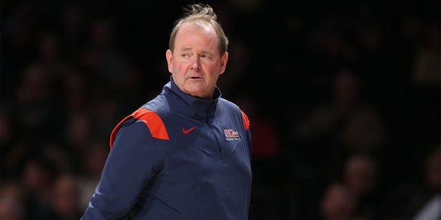 Mississippi Rebels head coach Kermit Davis watches play from the sideline during a game between the Vanderbilt Commodores and Mississippi Rebels, January 4, 2023 at Memorial Gymnasium in Nashville, Tennessee.